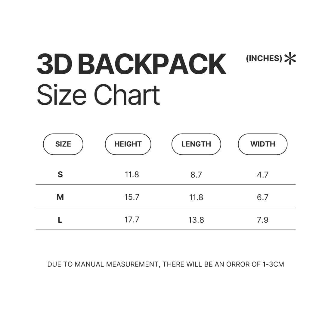 3D Backpack Size Chart - Delicious In Dungeon Shop