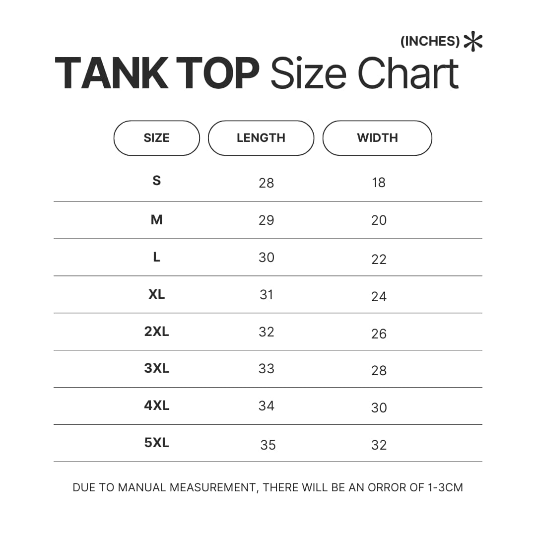 Tank Top Size Chart - Delicious In Dungeon Shop