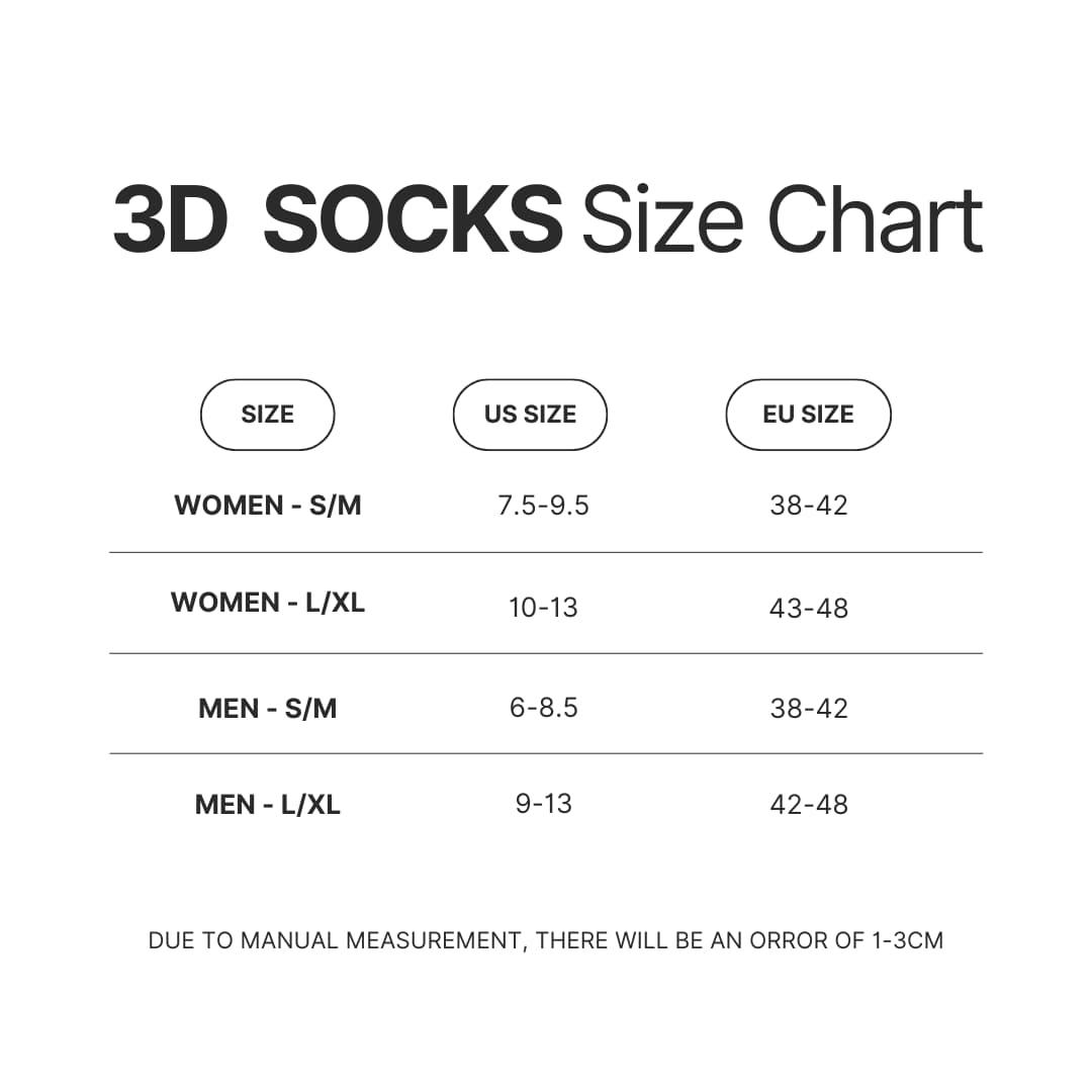 3D Socks Size Chart - Delicious In Dungeon Shop
