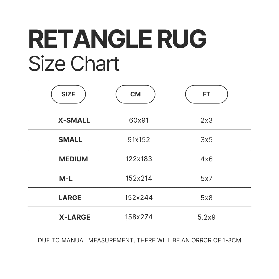 Retangle Rug Size Chart - Delicious In Dungeon Shop