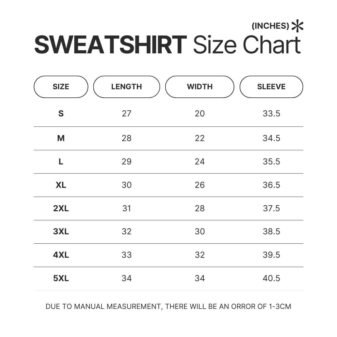 Sweatshirt Size Chart - Delicious In Dungeon Shop