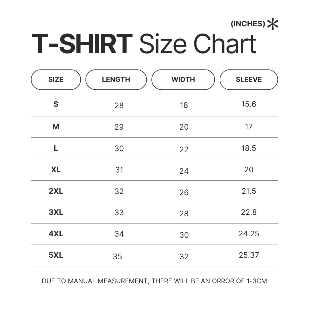T shirt Size Chart - Delicious In Dungeon Shop